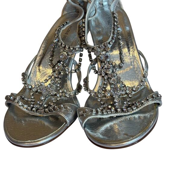 Valerie Stevens Silver Strappy Heel Rhinestone Embellishment 6.5 - Picture 4 of 8